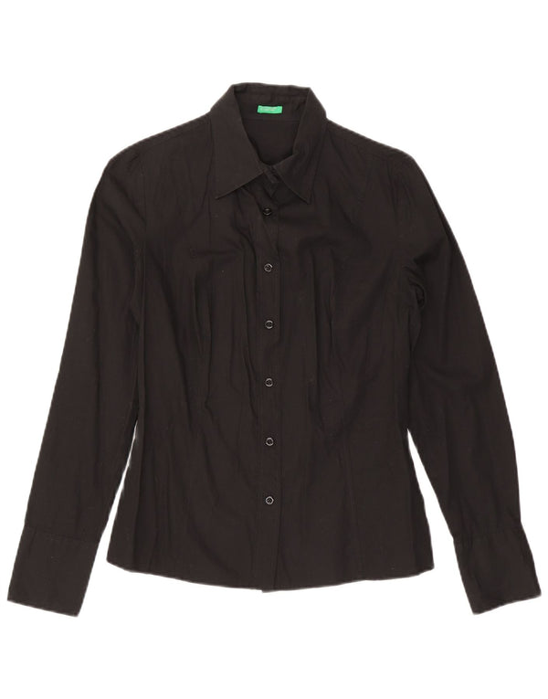 Benetton Chemise Femme UK 12 Coton Noir Moyen