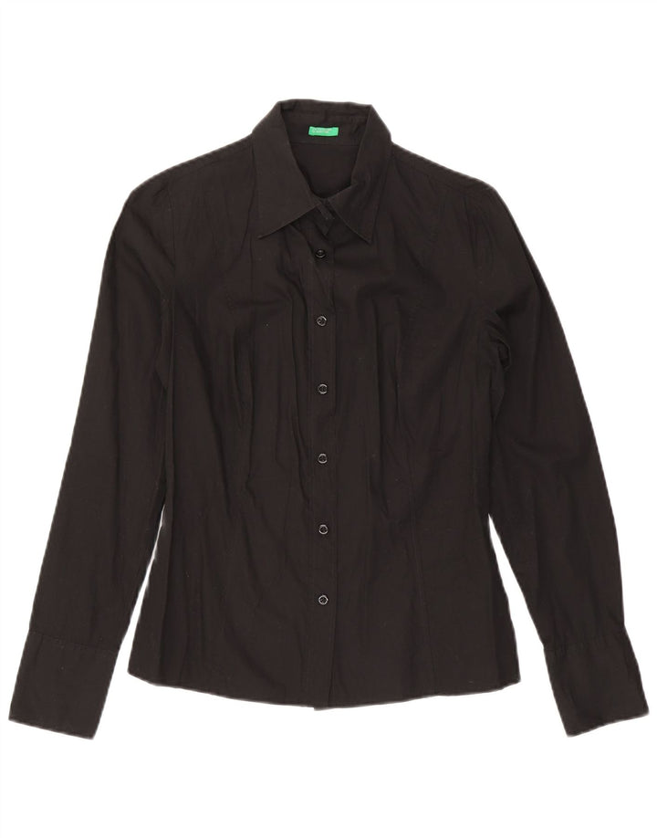 Benetton Chemise Femme UK 12 Coton Noir Moyen