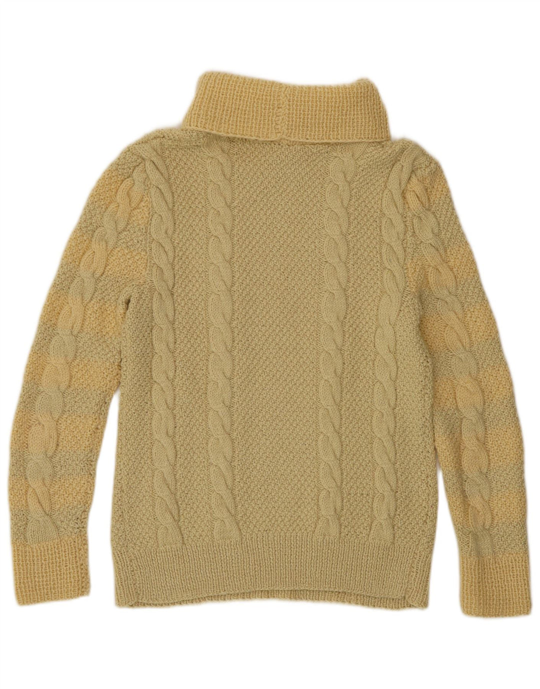 vintage Femmes Roll Neck Jumper Pull UK 10 Petit Jaune