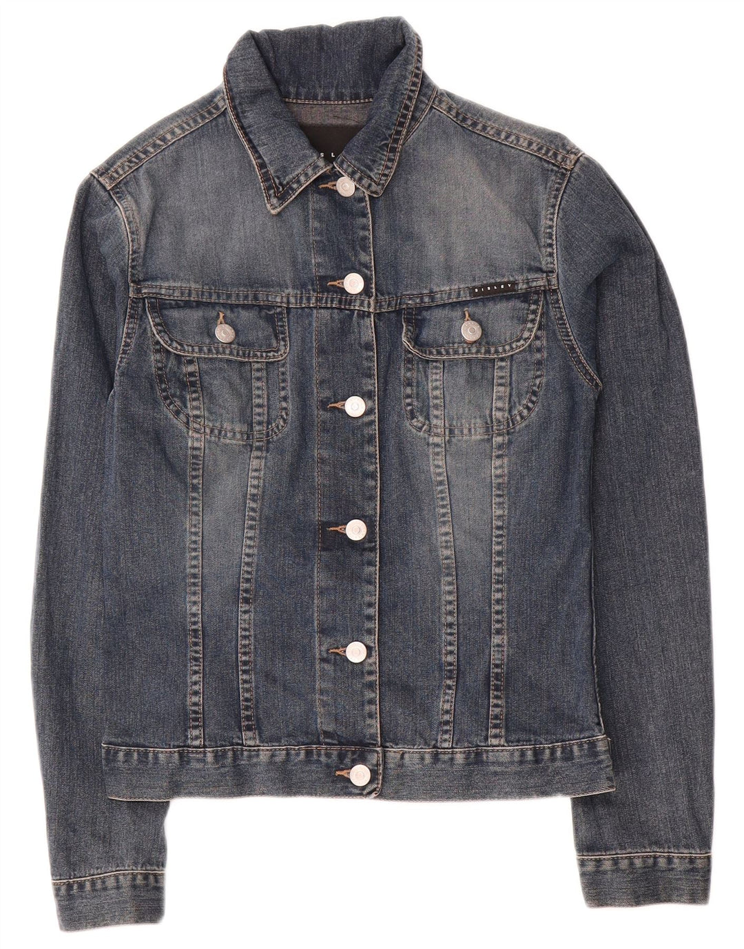 Sisley Veste En Jean UK 6 XS Bleu Coton Femme