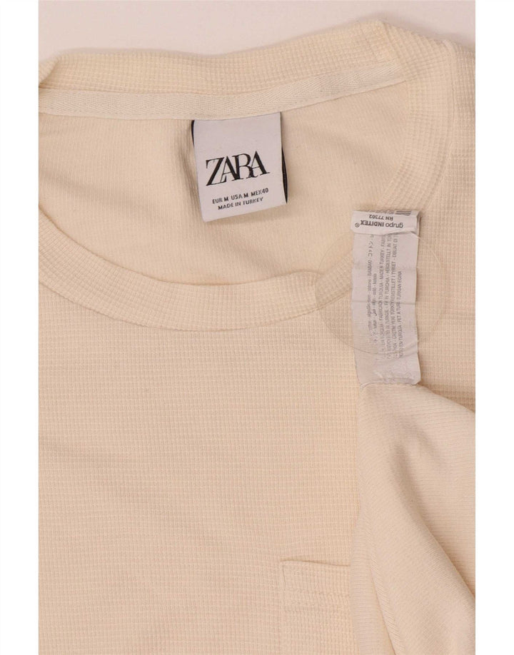 Zara Homme Haut À Manches Longues En Coton Blanc Cassé Moyen