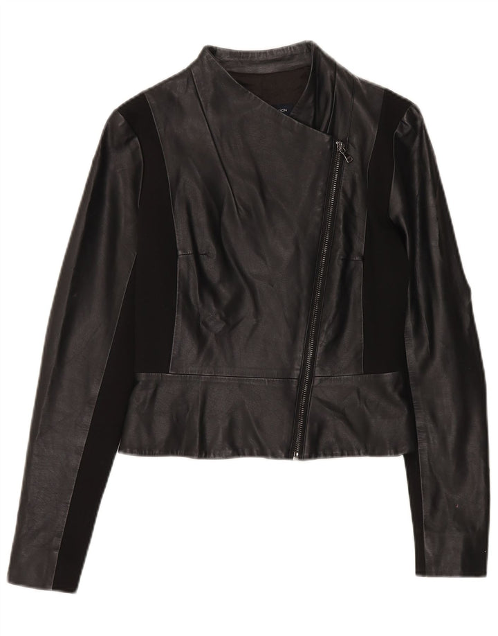 French Connection Veste de motard courte pour femme UK 6 XS Noir Polyuréthane