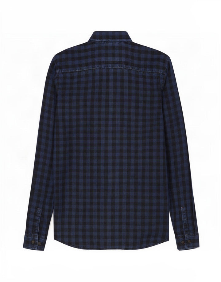 Jack & Jones Chemise Workwear Homme Petit Coton Vichy Bleu Marine