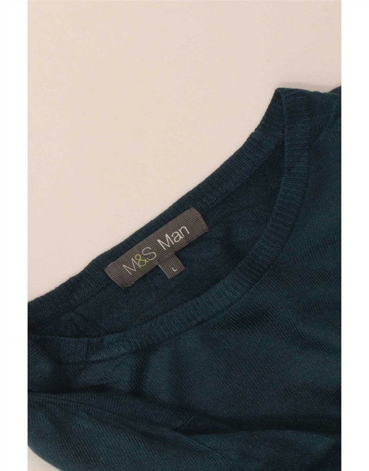 Marks & Spencer Pull col bateau pour homme Vert Taille L