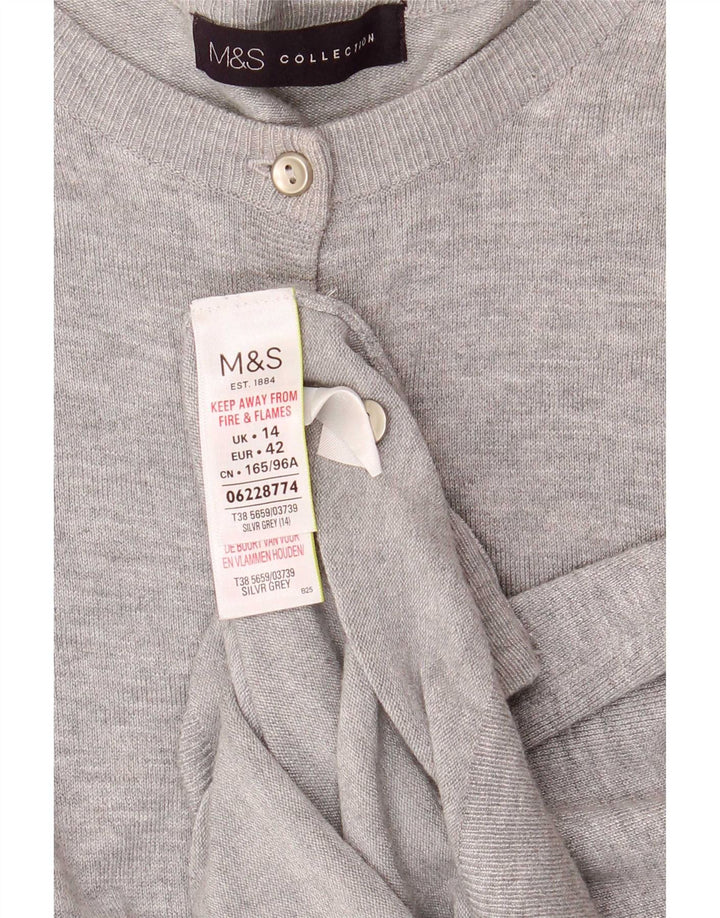Marks & Spencer Pull cardigan pour femme UK 14 Large Viscose mouchetée gris