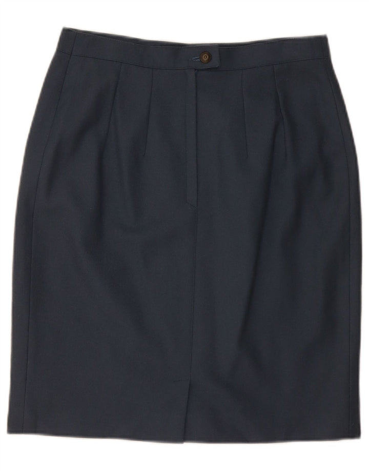 VINTAGE Jupe crayon femme moyenne W28 laine bleu marine