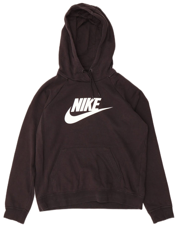 Nike Pull à capuche graphique pour femme UK 14 en coton noir moyen