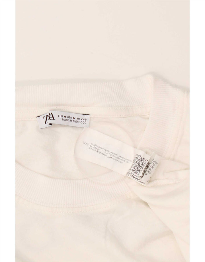 Zara Homme Graphic T-Shirt Top Coton Blanc Moyen