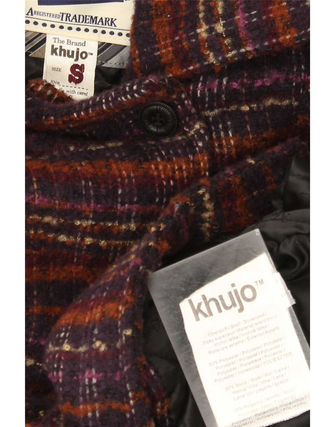 KHUJO Manteau Femme UK 10 Petit Carreau Multicolore Polyester