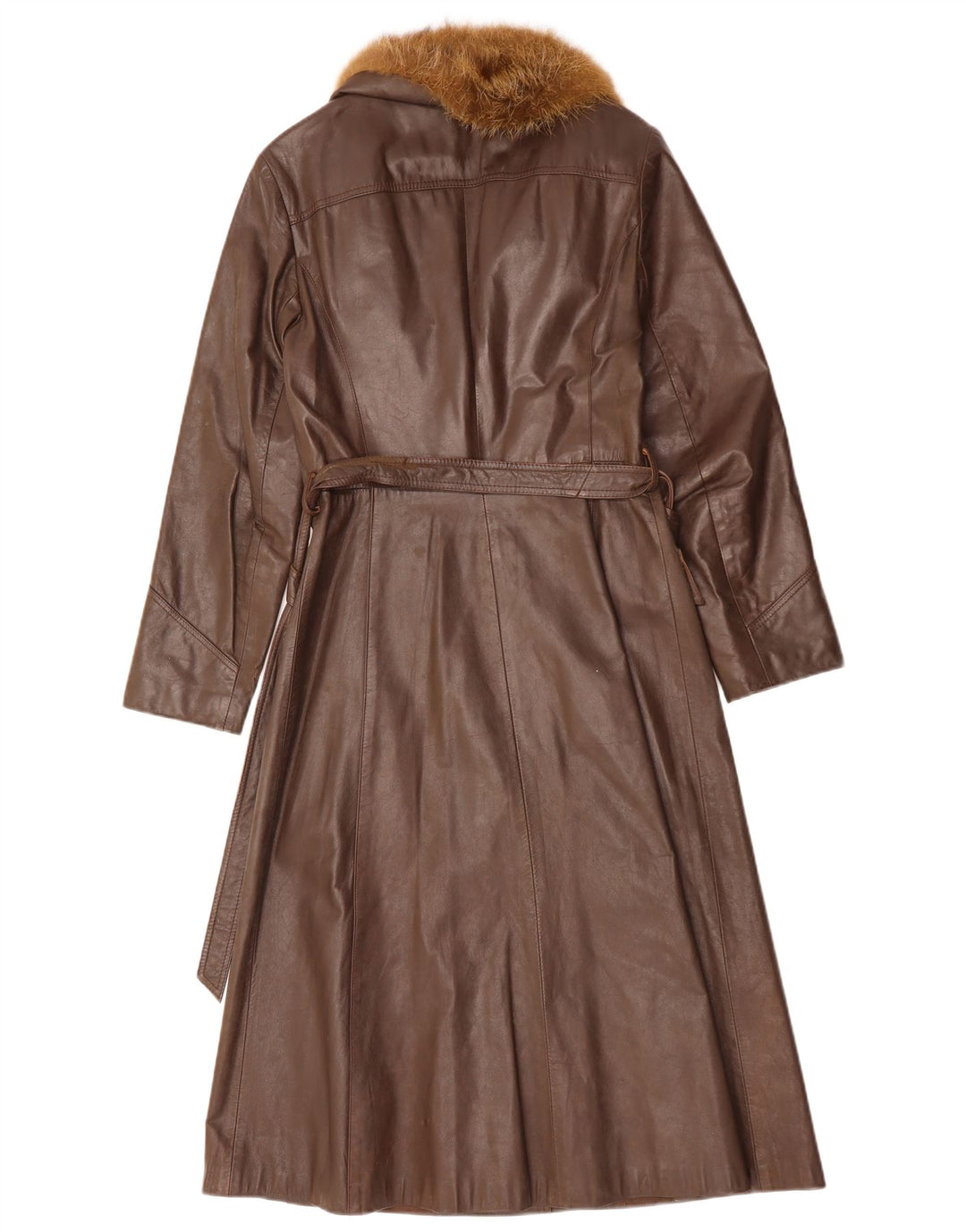 VINTAGE Manteau en cuir femme UK 12 Cuir brun moyen