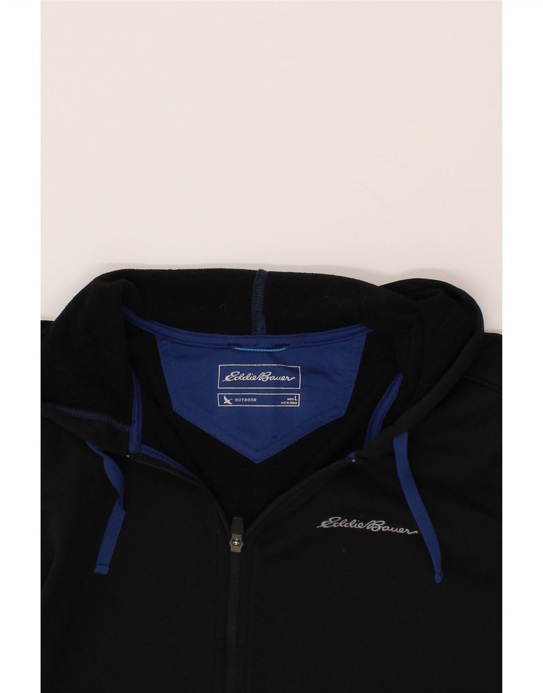 EDDIE BAUER Mens Zip Hoodie Sweater Large Black Polyester Vintage Eddie Bauer and Second-Hand Eddie Bauer from Messina Hembry 