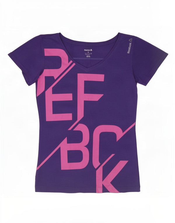 Reebok T-shirt graphique régulier pour femme UK 8/10 Small Violet