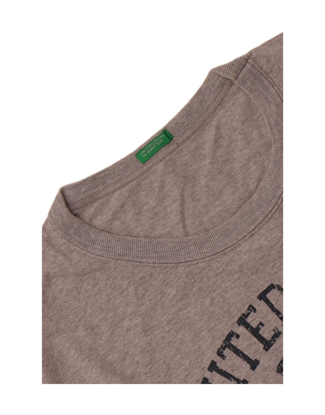 Benetton T-Shirt Graphique Haut Large Gris Moucheté Homme