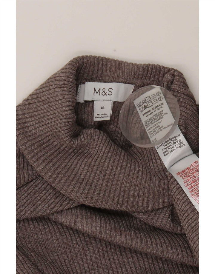 Marks & Spencer Haut à manches longues pour femme UK 16 Large Gris Viscose