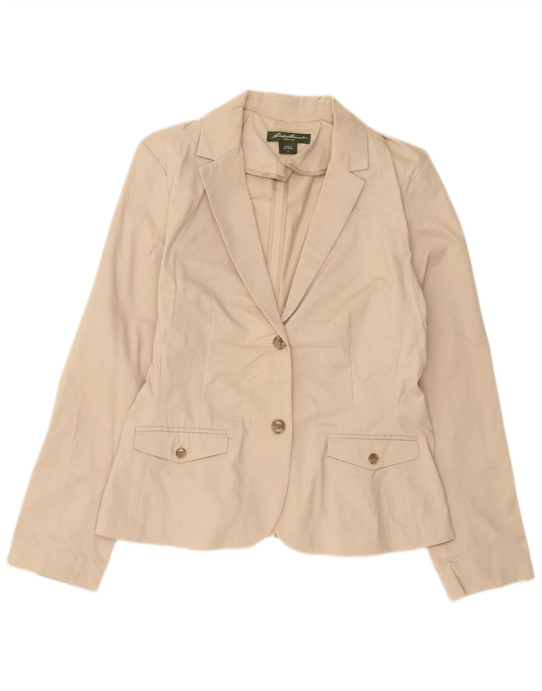 EDDIE BAUER Veste blazer à 2 boutons pour femme US 10 Grand coton beige