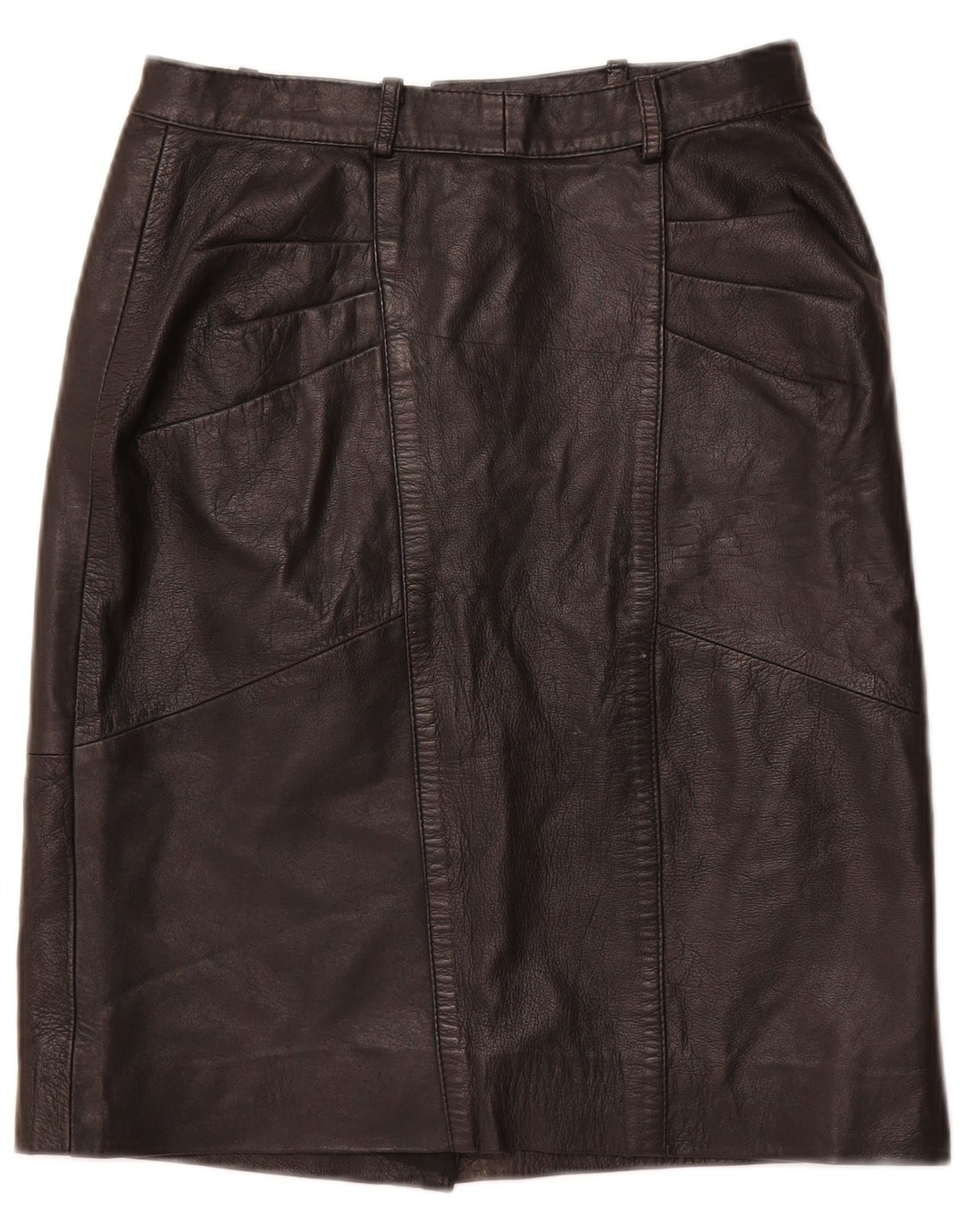 VINTAGE Jupe en cuir taille haute femme IT 48 XL W28 Cuir noir