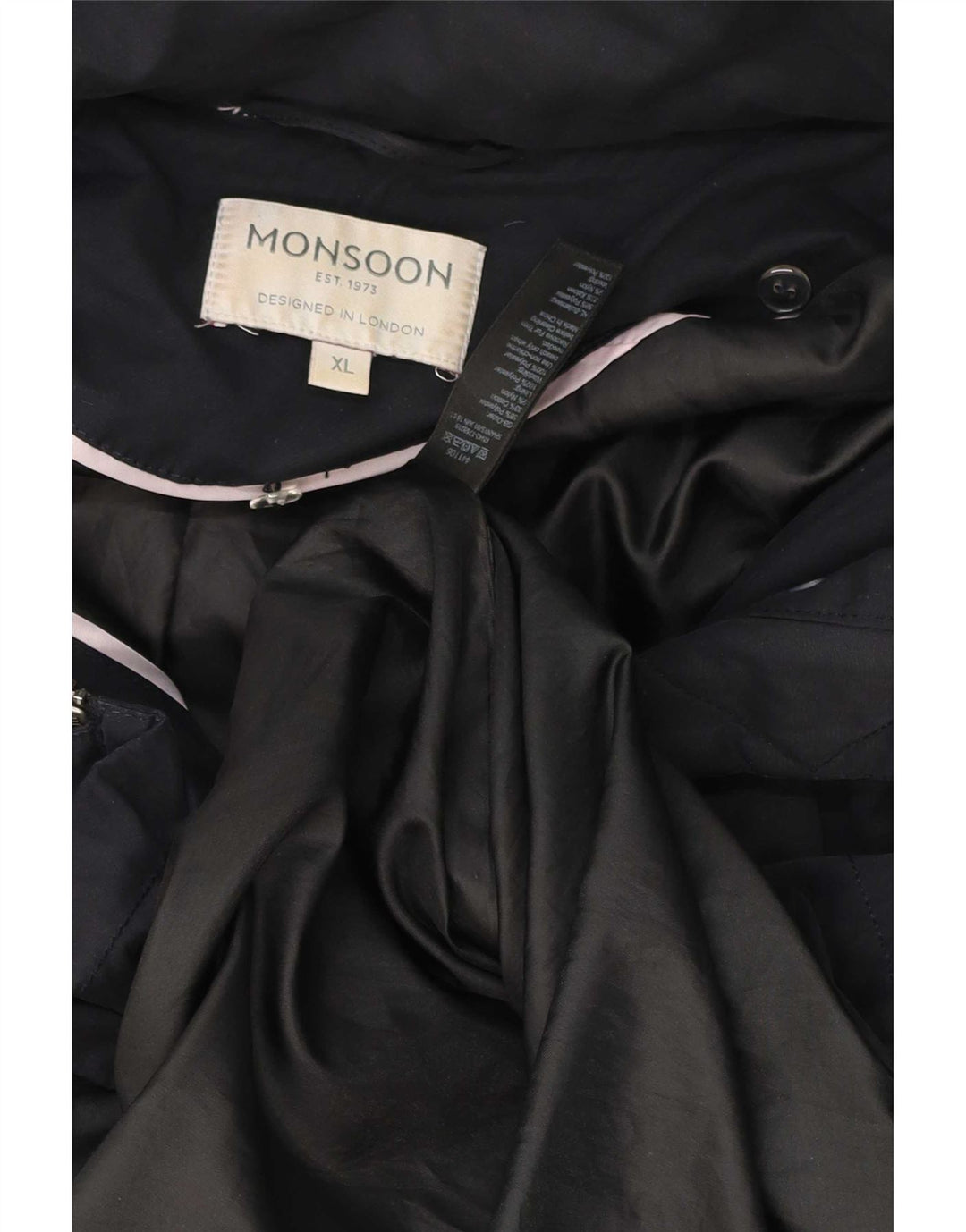 Monsoon Parka surdimensionnée à capuche pour femme UK 18 XL Bleu marine Polyester