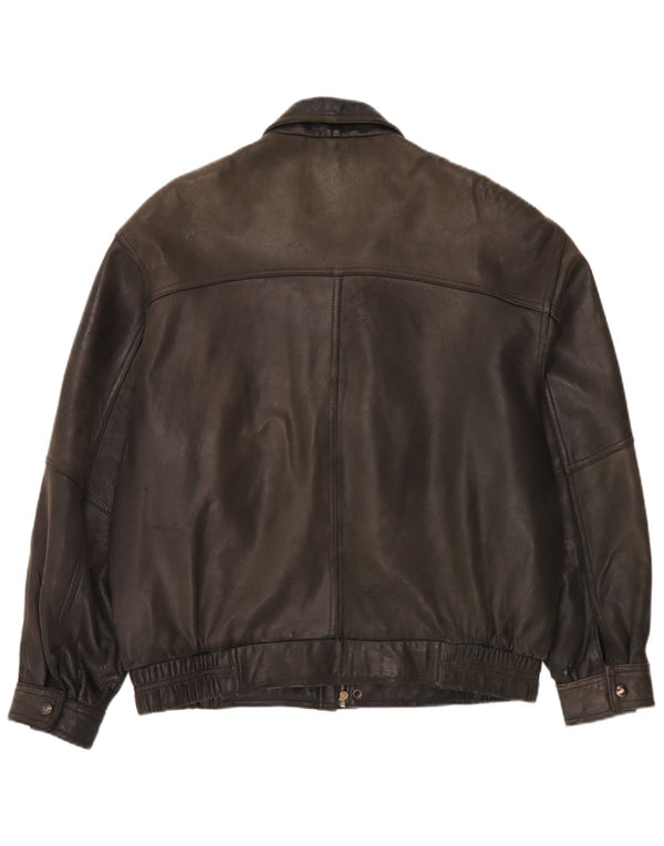 Itallo Veste en cuir pour homme UK 40 Large Noir