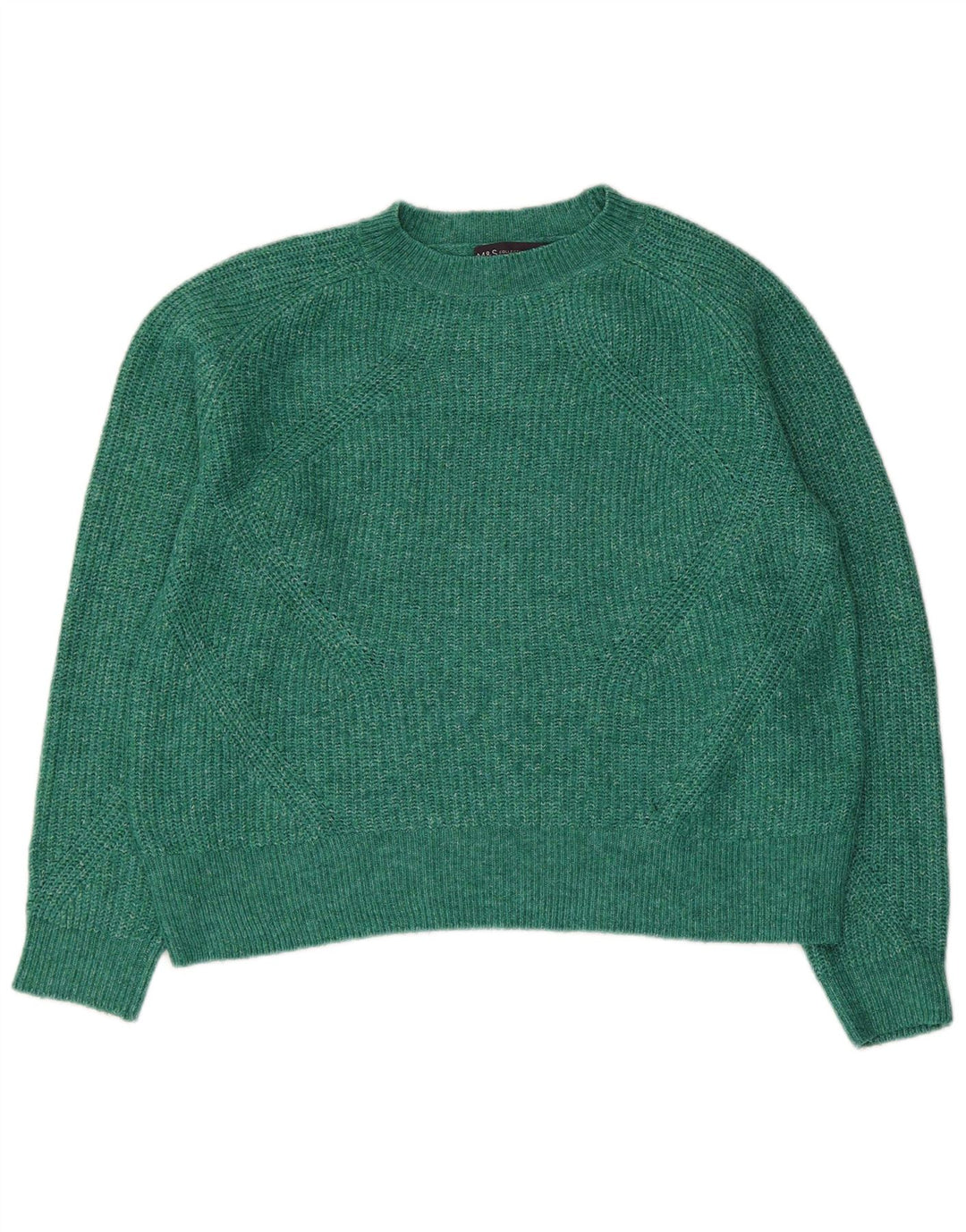 Marks & Spencer Pull à col rond pour femme UK 14 Vert moyen moucheté