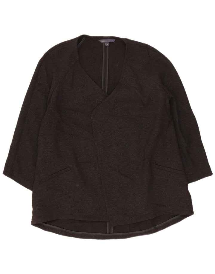 MARKS & SPENCER Veste blazer ouverte à manches 3/4 pour femme UK 10 Small Noir