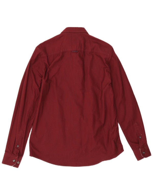 Crew Clothing Chemise Slim Fit Homme Coton Bordeaux Moyen
