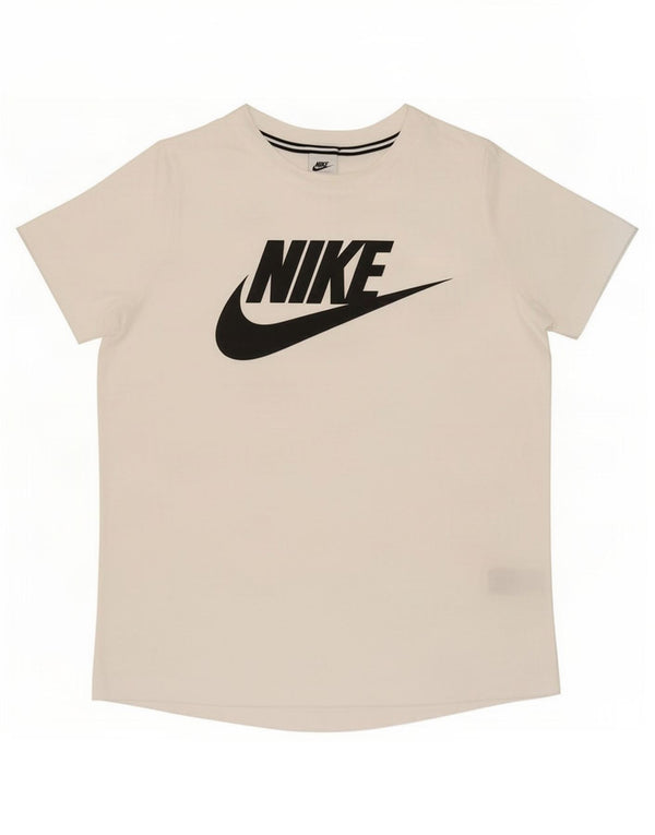 Nike T-shirt graphique surdimensionné pour femme UK 16 Large Blanc Polyester