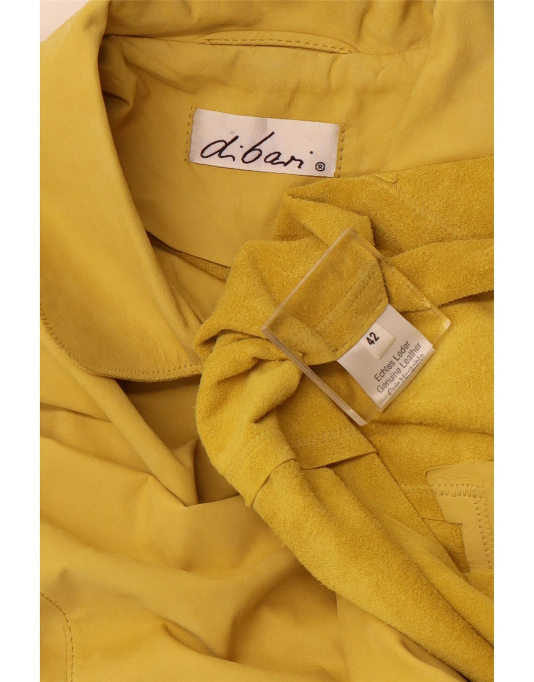 DI BARI Veste en daim surdimensionnée pour femme EU 42 Grand cuir jaune