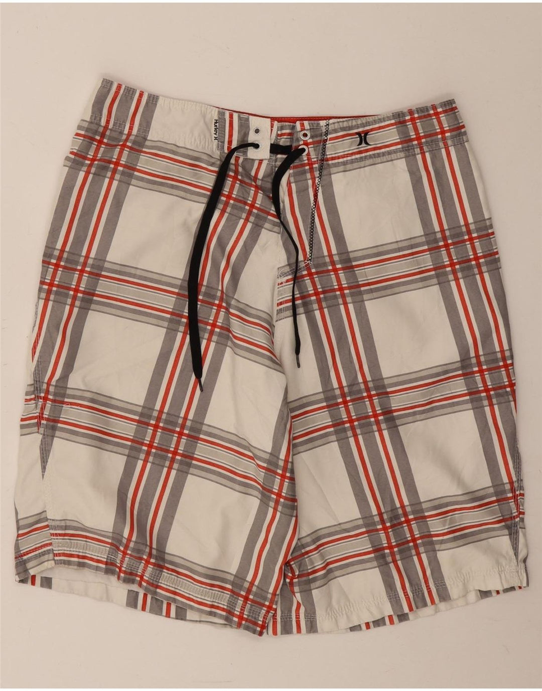 Hurley Short de bain graphique pour homme en polyester à carreaux blancs