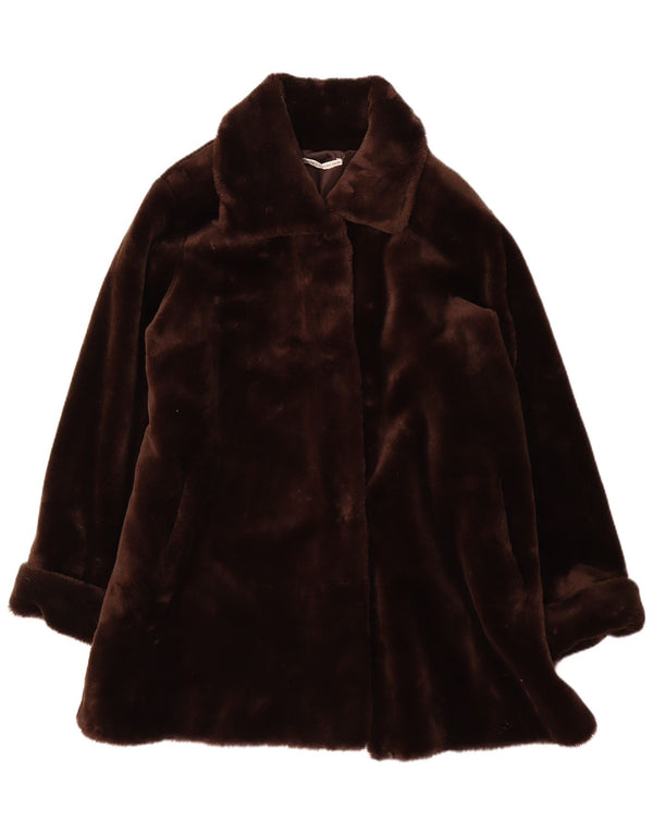 St. Bernard Manteau ample en fausse fourrure pour femme UK 14 Grand Acrylique Marron