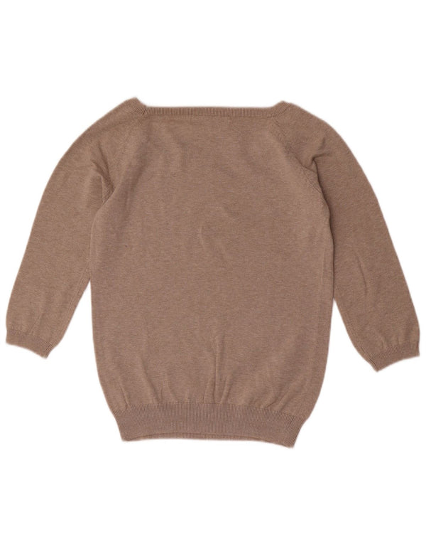 Zara Pull à manches 3/4 et col bateau pour femme - Gris moyen - Coton - UK 12