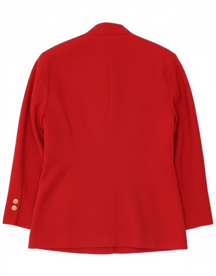 vintage Femme 2 Bouton Blazer Veste IT 44 Laine Vierge Rouge Moyen