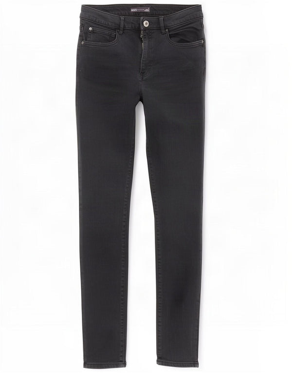 Marks & Spencer Womens Skinny Jeans UK 10 Small W26 L28 Black Lycra