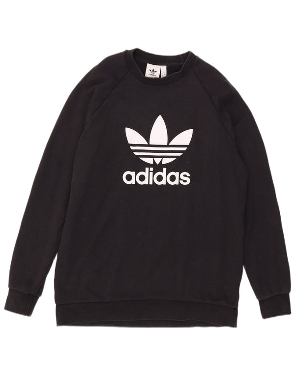 Adidas Sweat-shirt graphique pour homme en coton noir Taille L