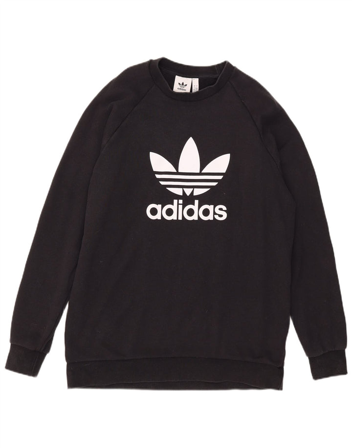 Adidas Sweat-shirt graphique pour homme en coton noir Taille L