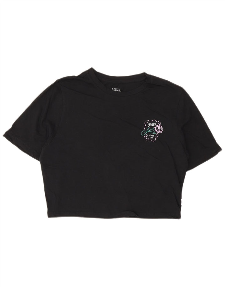 Vans Womens Crop Graphic T-Shirt Top UK 12 Noir Moyen