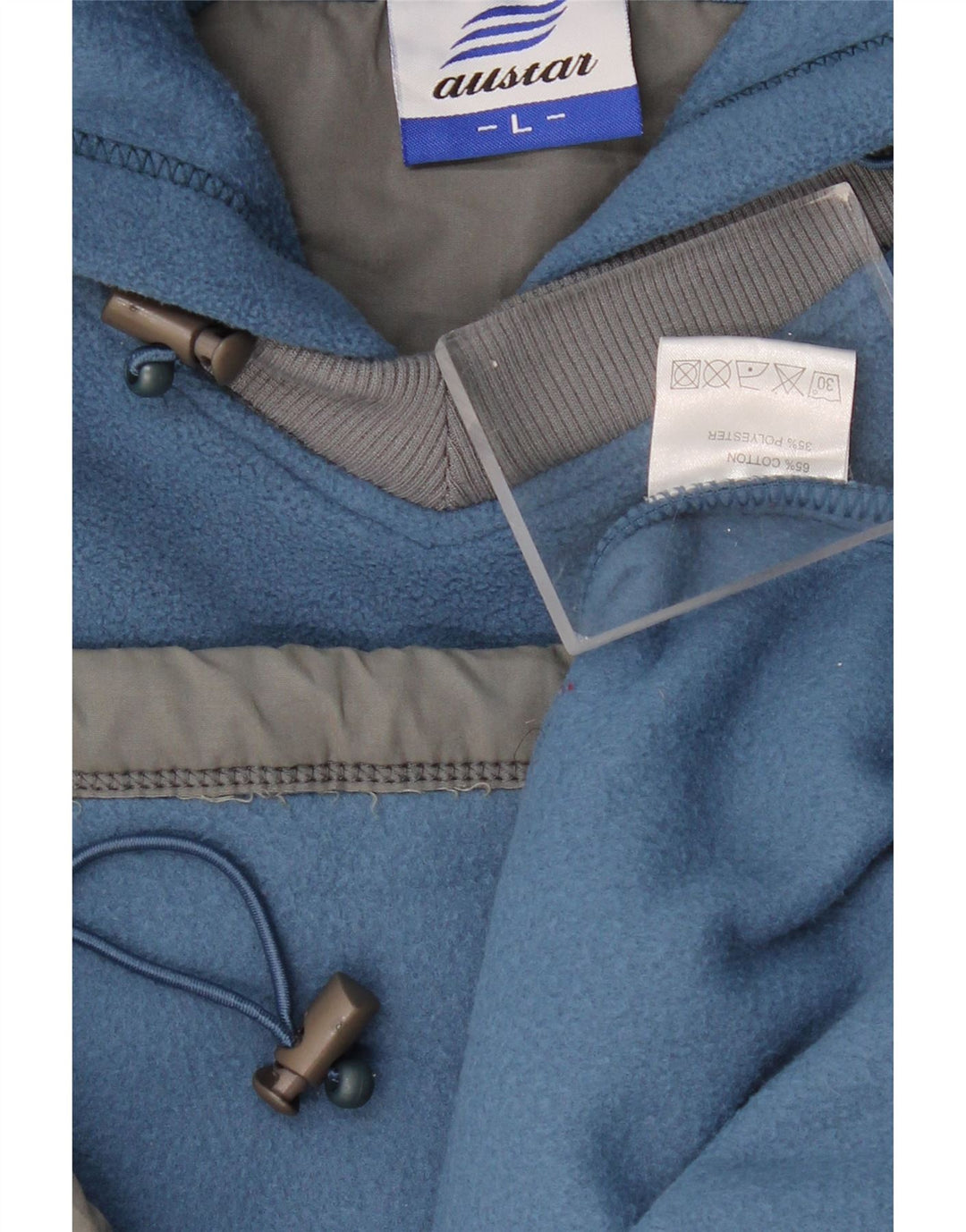 VINTAGE Homme Polaire Graphique Sweat à capuche Jumper Grand Bleu Polyester