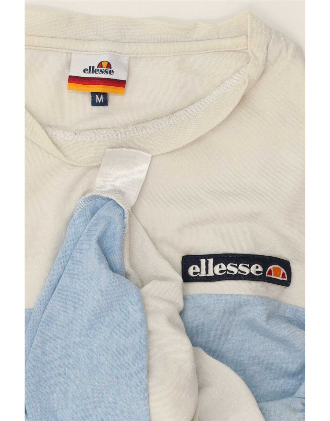 Ellesse T-Shirt Haut Moyen Blanc Colourblock Coton Homme