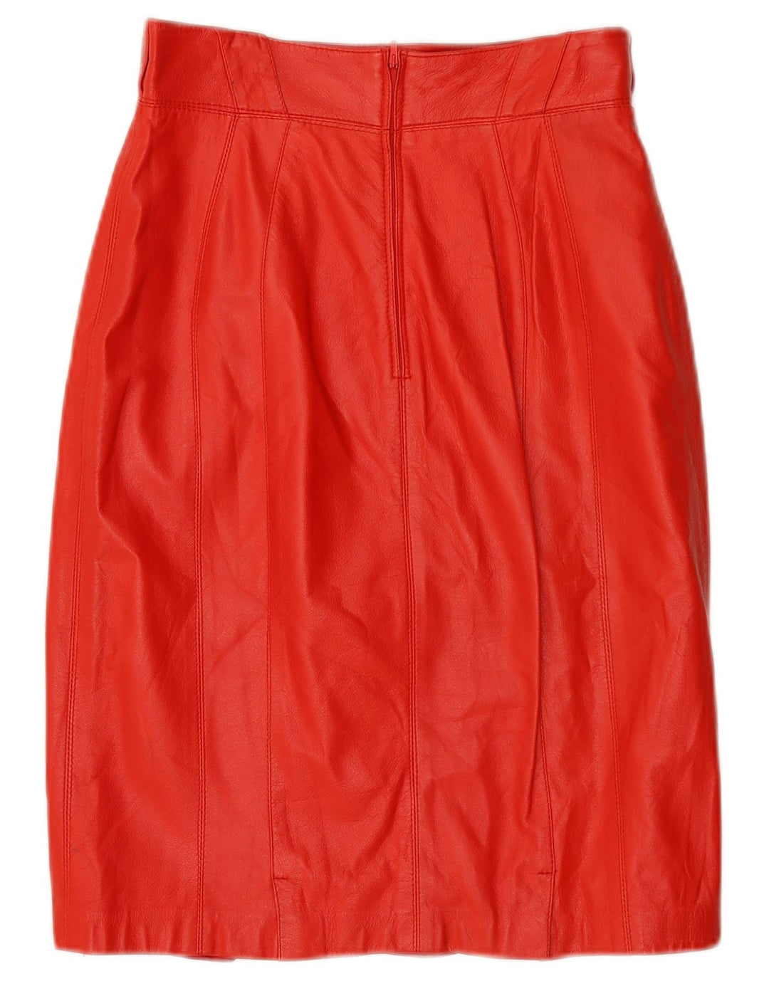 jupe en cuir femme vintage IT 42 Medium W26 Cuir Rouge