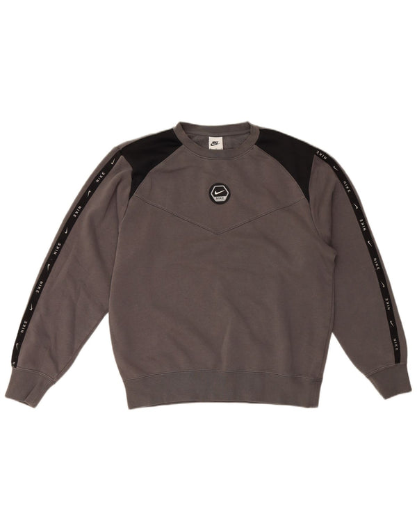 Nike Sweat-shirt graphique en coton color block gris moyen pour homme