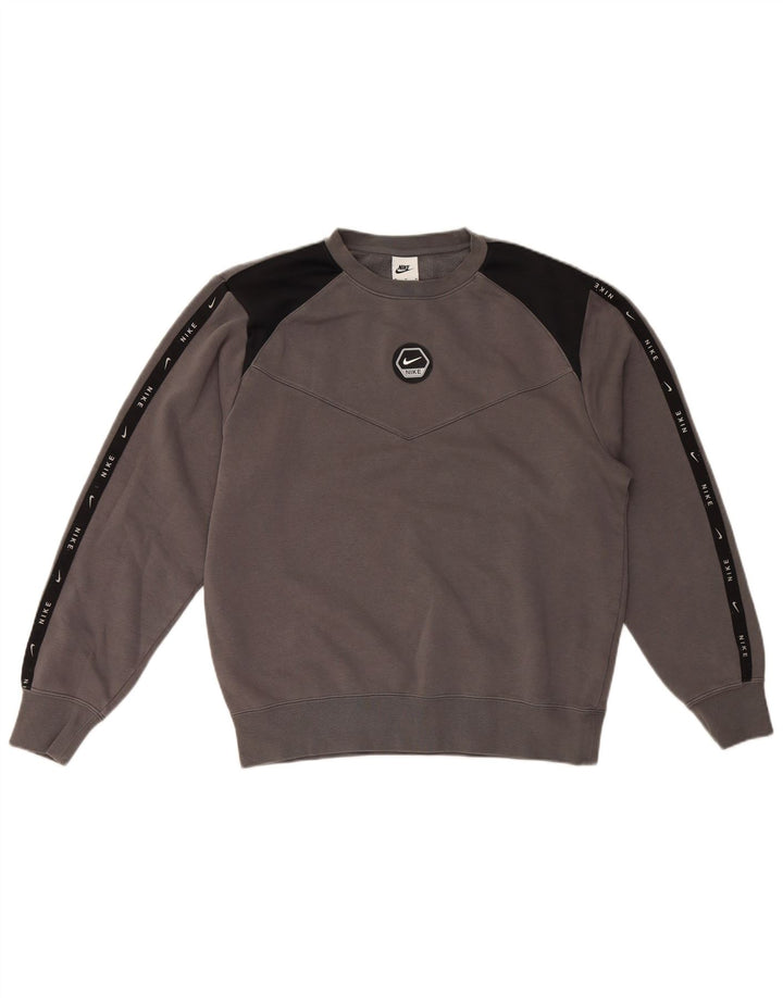 Nike Sweat-shirt graphique en coton color block gris moyen pour homme