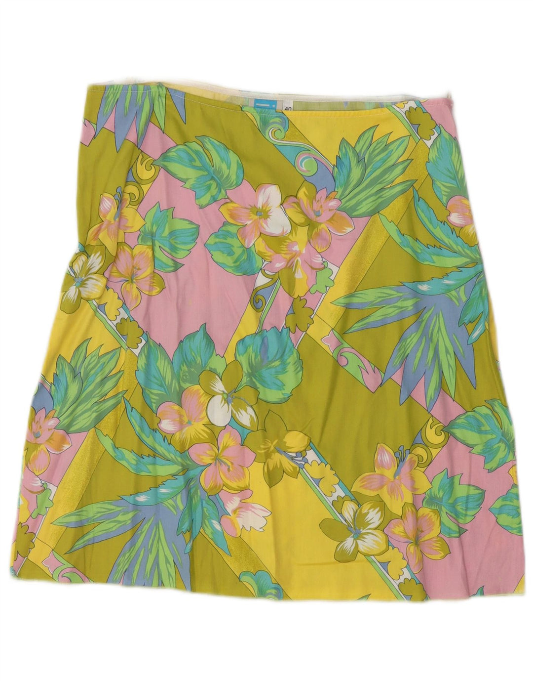 vintage Femme A-Line Jupe EU 40 Moyen W30 Coton Floral Multicolore