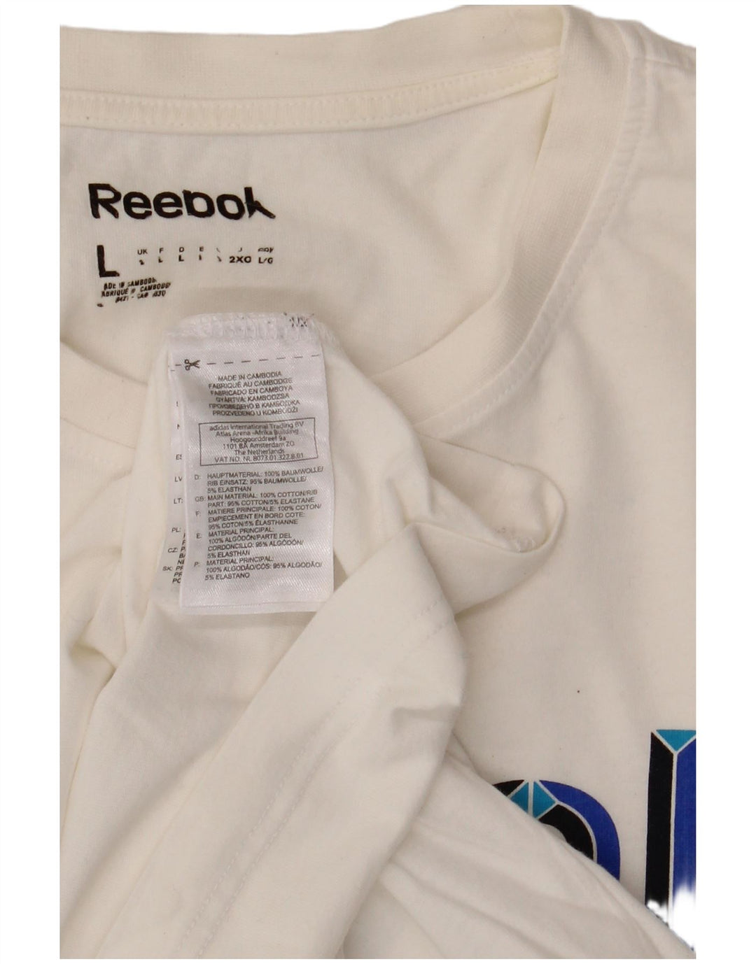 REEBOK T-Shirt Graphique Homme Grand Blanc Coton