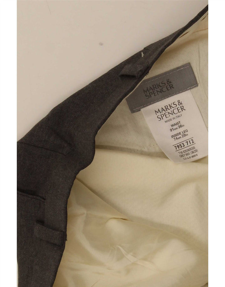 Marks & Spencer Pantalon de costume court pour homme W36 L24 Gris laine