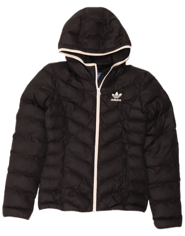 Adidas Womens Hooded Padded Jacket UK 6 XS Black Polyester