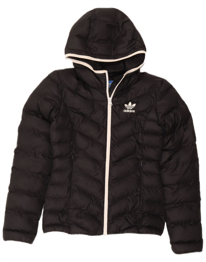 Adidas Veste rembourrée à capuche pour femme UK 6 XS Noir Polyester