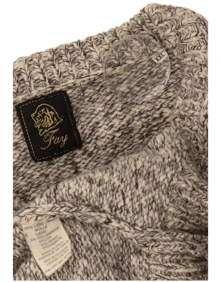 Fay Pull col V pour homme 2XL en laine mouchetée gris