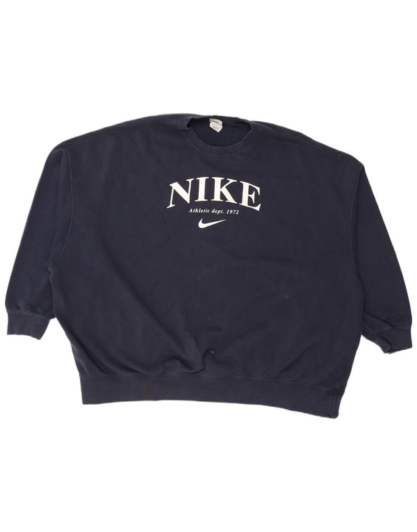 NIKE Sweat-shirt graphique surdimensionné pour femme UK 16 Large Bleu marine