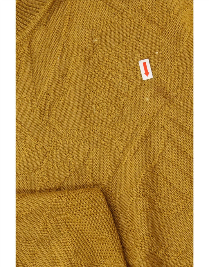 VINTAGE Pull ras du cou pour femme UK 14 Jaune moyen