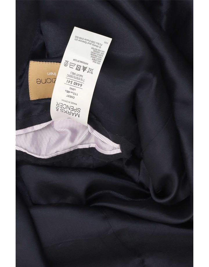 Marks & Spencer Veste blazer à 2 boutons pour homme UK 46 XL Bleu marine en soie