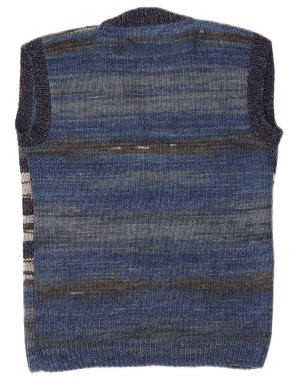 vintage Mens Vest Débardeur Petit Bleu Rayé